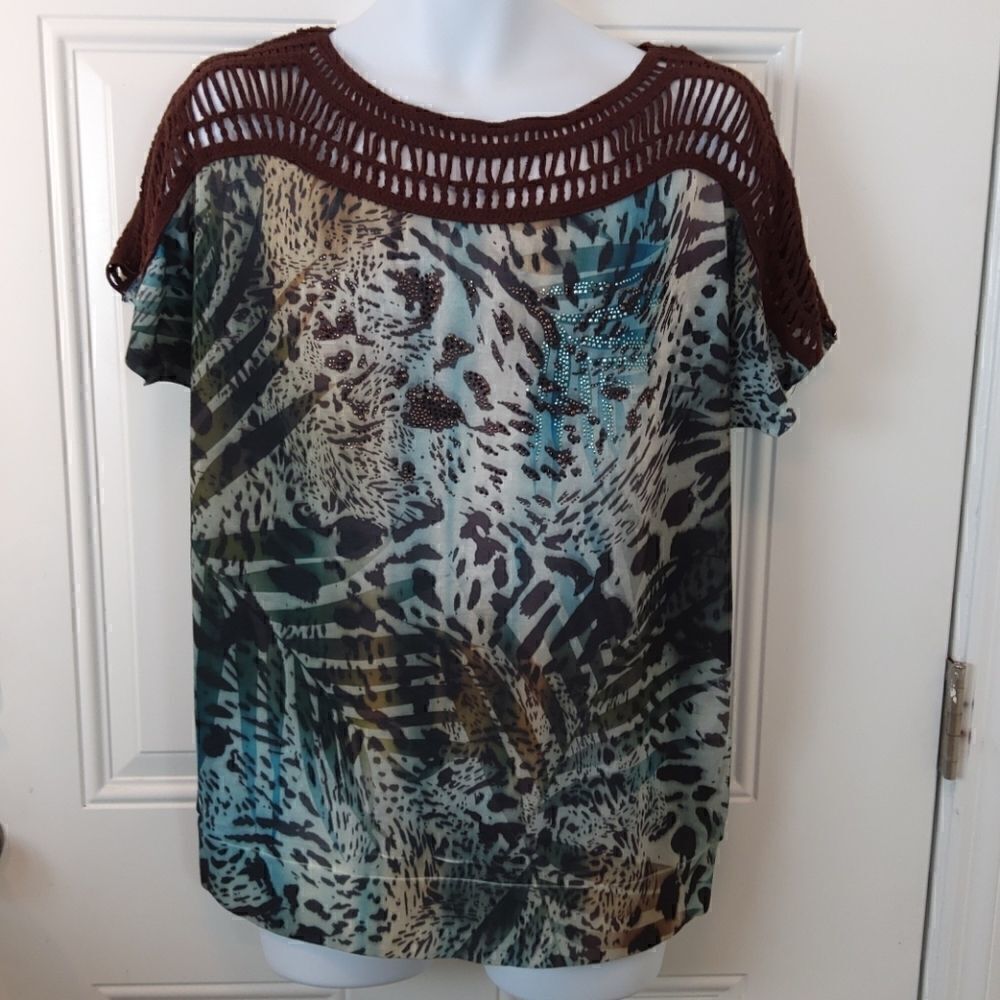 New directions crocheted neckline and shoulder top
